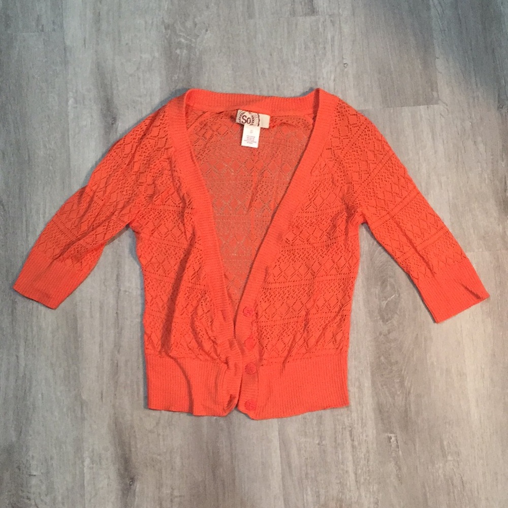 SO Short Orange/ Coral Cardigan Size small